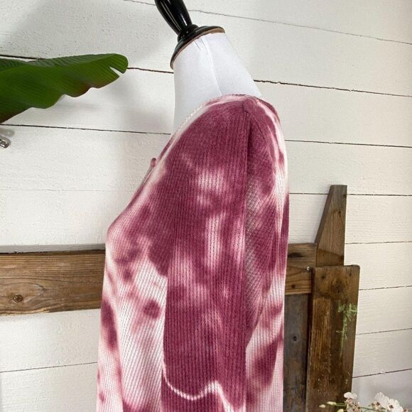 C & C California Pink White Waffle Knit L Tee NWT - Picture 6 of 10